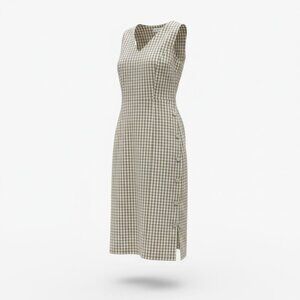 J. McLaughlin Womens 2 Gingham Sleeveless Sheath Chic Dress Beige/White Stretch